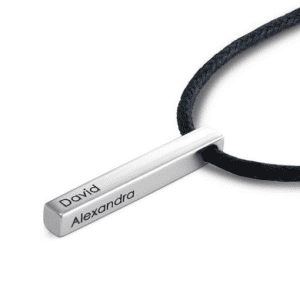 Engraved 3D Bar Name Necklace for Men in Sterling Silver