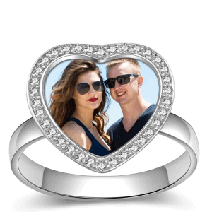 Photo Ring Heart-Shaped Silver
