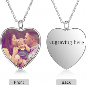 Photo Engraved Tag Necklace With Engraving Rhodium Plated