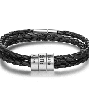 Sterling Silver Personalised Name Plate Braided Bracelet (3 Names)