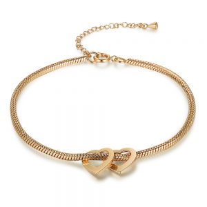 Personalised Heart Charm Anklet in Gold (2 Hearts)