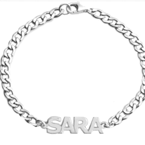 Name Bracelet with Capital Letters in Sterling Silver