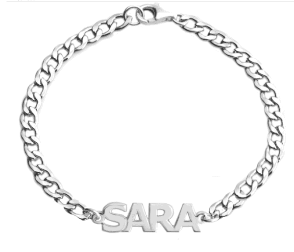 Name Bracelet with Capital Letters in Sterling Silver