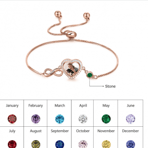 Photo Bracelet Rose Gold Plated Silver - Adjustable Slider