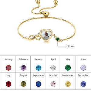 Photo Bracelet Gold Plated Silver - Adjustable Slider