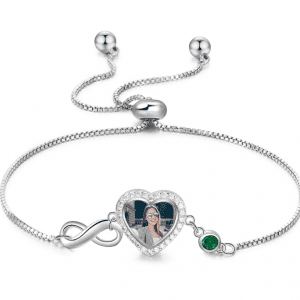 Photo Bracelet  Rhodium Plated - Adjustable Slider
