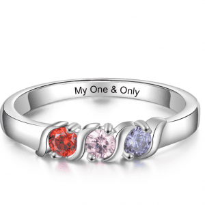 Birthstone Mother's Ring with Engraving