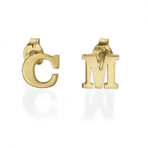 Initial Stud Earrings in 14k Solid Gold