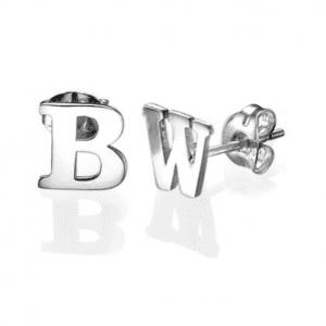 Initial Stud Earrings in Sterling Silver