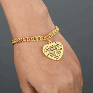 To My Daughter Love Dad Gold Bracelet
