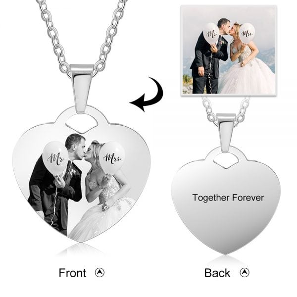 Personalised Photo Heart Couples Necklace