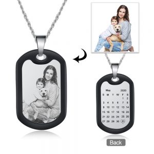 Men's Photo Tag Necklace with Date