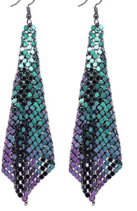 Shiny Sequin Geometric Long Tassel Dangle Earrings