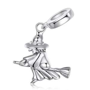 Sterling Silver Witch on Broomstick Charm