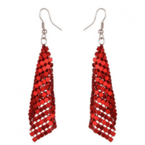 Sequin Tassel Earrings in Red