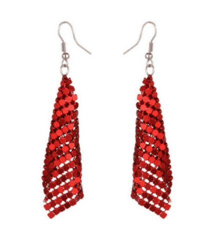 Sequin Tassel Earrings in Red