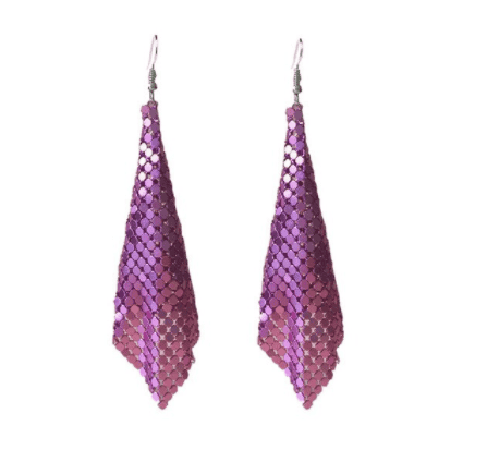 Sequin Tassel Earrings in Pink