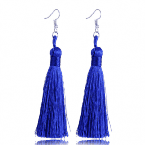 Trendy Handmade Tassel Earrings in Blue