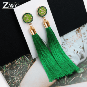 Bohemian Crystal Tassel Earrings in Green