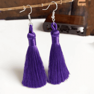 Trendy Handmade Tassel Earrings in Purple