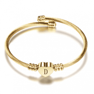 Gold Heart Bracelet with Your Choice of Initial