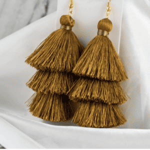 Layered Tassel Earrings - Brown