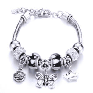Black & White Butterfly Charm Bracelet