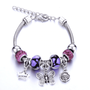 Purple Butterfly Charm Bracelet