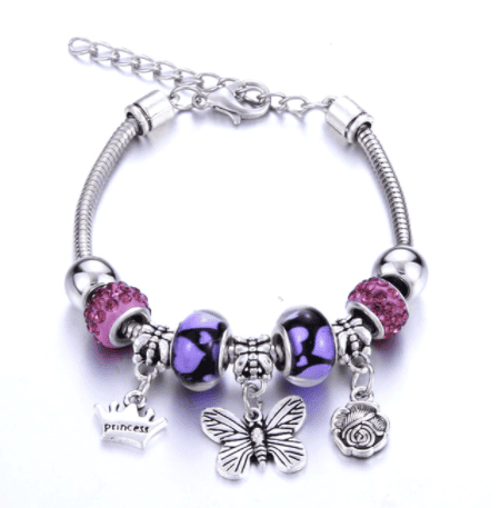 Purple Butterfly Charm Bracelet