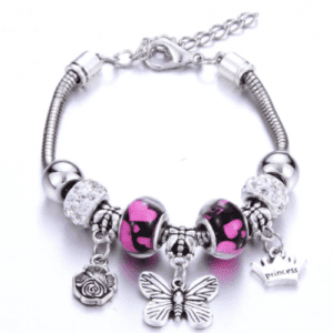 Pink Butterfly Charm Bracelet