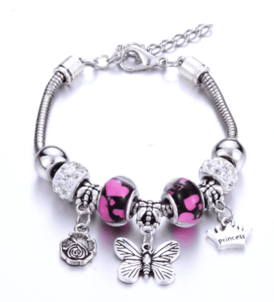 Pink Butterfly Charm Bracelet