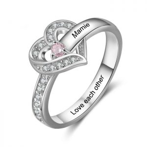 Sterling Silver Birthstone ring with Engraving