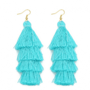Layered Tassel Earrings - Sky Blue