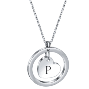 Silver Heart Initial Necklace