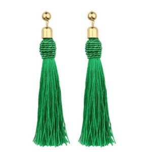 Berbeny Bohemian Long Tassel Earrings - Emerald Green