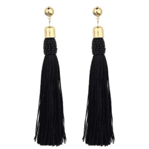 Berbeny Bohemian Long Tassel Earrings - Black