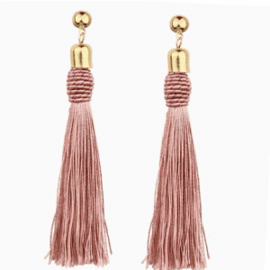 Berbeny Bohemian Long Tassel Earrings - Pale Pink