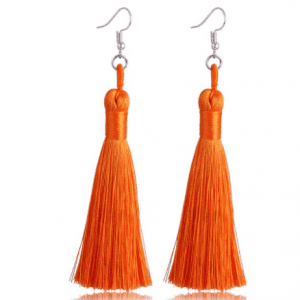 Trendy Handmade Tassel Earrings in Orange