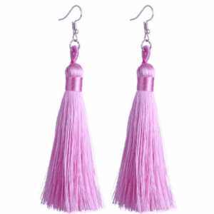 Trendy Handmade Tassel Earrings in Pink