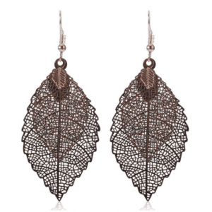 Brown/Gold Drop Leaf Earrings