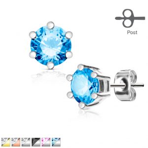 Aqua 316L Surgical Steel Stud Earrings