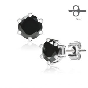 Black CZ 316L Surgical Steel Stud Earrings