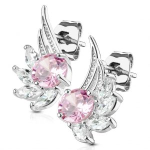 CZ Angel Wing Stud Earrings