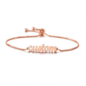 Custom Adjustable Slider Name Bracelet in Rose Gold