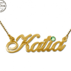 14k Gold and Swarovski Crystal Name Necklace