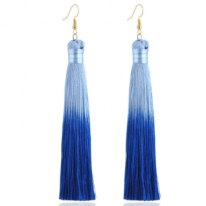 Trendy Handmade Bohemian Colour Tassel Earrings - Royal Blue
