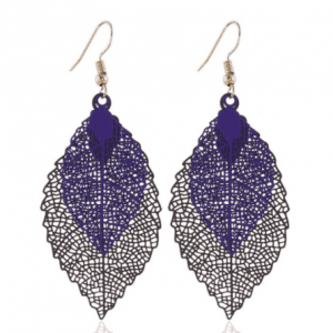 Delicate Brown & Mauve Vintage Leaf Earrings