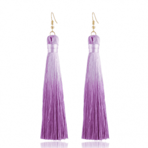 Trendy Handmade Bohemian Colour Tassel Earrings - Purple