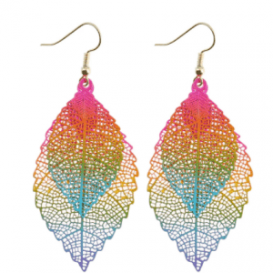 Delicate Multi Colour Vintage Leaf Earrings