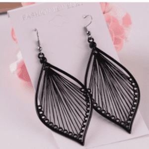 Black Leaf Dangle Earrings